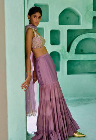 Dusty purple fida lehenga set