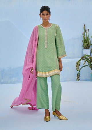 Green and pink mina tunic set