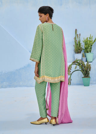Green and pink mina tunic set
