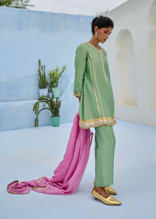 Green and pink mina tunic set