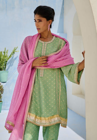 Green and pink mina tunic set