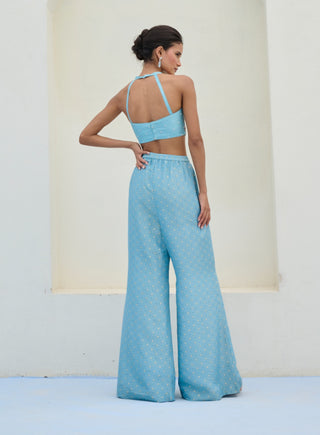 Blue lara cape and pant set