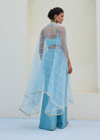 Blue lara cape and pant set