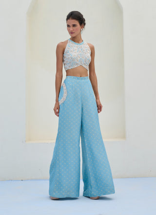 Blue lara cape and pant set