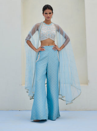 Blue lara cape and pant set