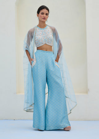 Blue lara cape and pant set