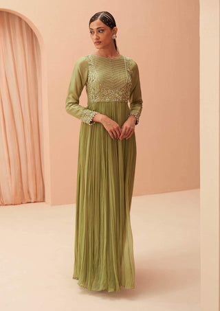Parul Gandhi-Jade Green Anarkali And Dupatta-INDIASPOPUP.COM