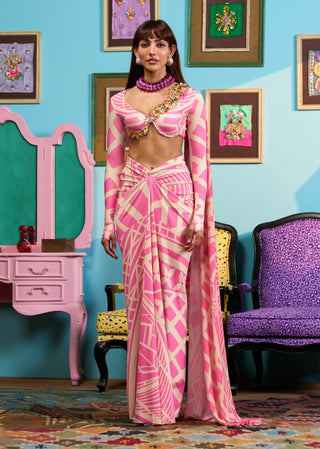 Pink blush dynasty sari and blouse
