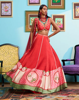 Red rose affair lehenga set
