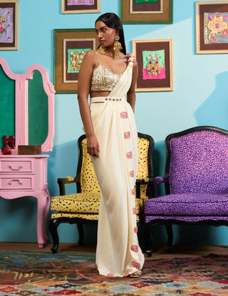 Ivory lady of the moon sari set