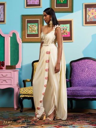 Ivory lady of the moon sari set