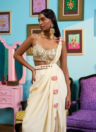 Ivory lady of the moon sari set