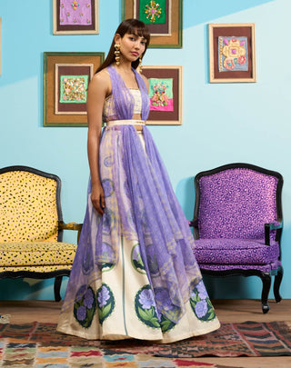 Ivory soft serve swirl lehenga set