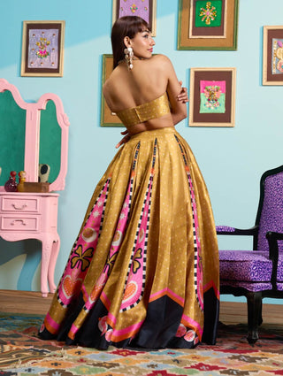 Mustard yellow honey dipped lehenga set