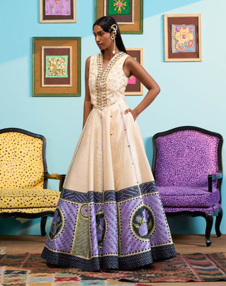 Ivory midsummer mist lehenga and waistcoat blouse