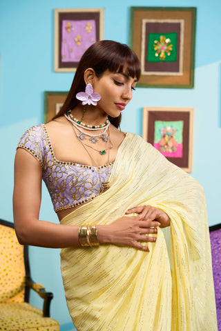 Yellow glow getter sari and blouse