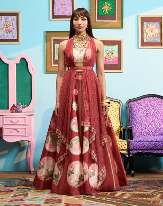 Rust red cinnamon kisses lehenga set
