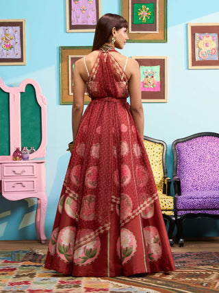 Rust red cinnamon kisses lehenga set