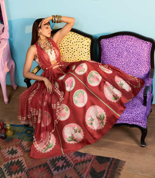 Rust red cinnamon kisses lehenga set
