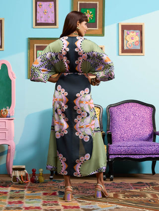 Black multicolor summer night dress