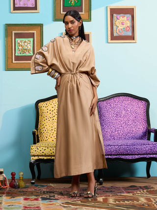 Beige going for the gold dress