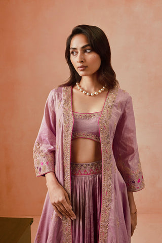 Punit Balana Lilac Johari Cape And Skirt Set available on indiaspopup