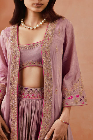 Punit Balana Lilac Johari Cape And Skirt Set available on indiaspopup