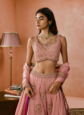Punit Balana Dusky Pink Johari Lehenga Set available on indiaspopup