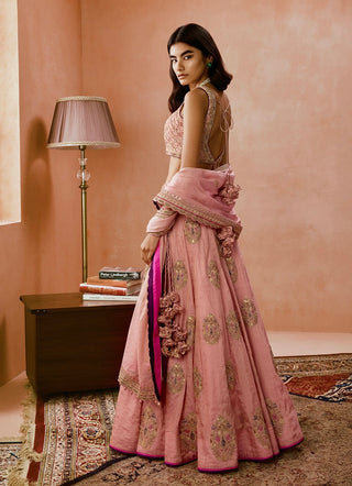 Punit Balana Dusky Pink Johari Lehenga Set available on indiaspopup