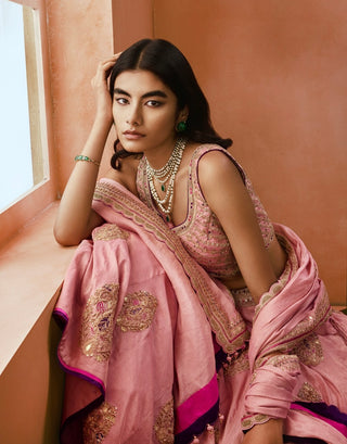 Punit Balana Dusky Pink Johari Lehenga Set available on indiaspopup