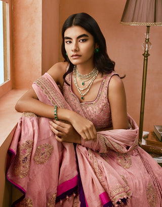 Punit Balana Dusky Pink Johari Lehenga Set available on indiaspopup