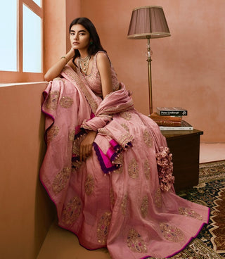 Punit Balana Dusky Pink Johari Lehenga Set available on indiaspopup