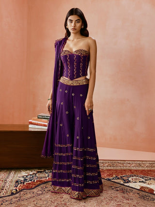 Punit Balana Baigani Corset Sharara Set available on indiaspopup