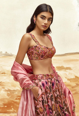 Dusky Pink Floral Lehenga Set by Punit Balana available on Indiaspopup.com