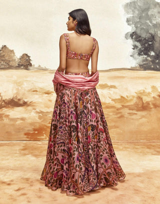 Dusky Pink Floral Lehenga Set by Punit Balana available on Indiaspopup.com