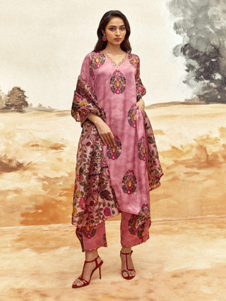 Dusky Pink Kaftan Kurta Set by Punit Balana available on Indiaspopup.com