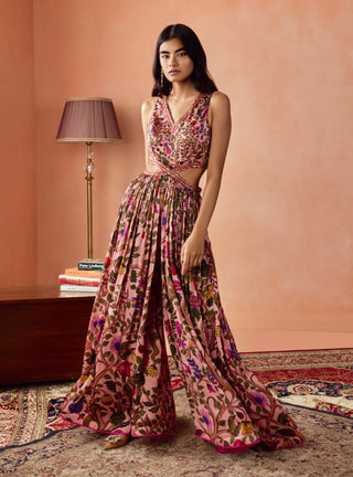 Kumari Dusky Pink Ghagri Maxi by Punit Balana available on Indiaspopup.com