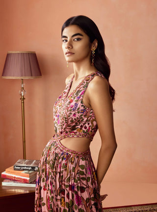 Kumari Dusky Pink Ghagri Maxi by Punit Balana available on Indiaspopup.com