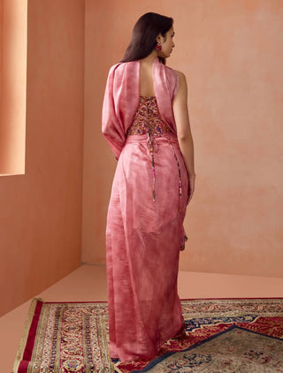 Dusky Pink Draped Skirt Set by Punit Balana available on Indiaspopup.com