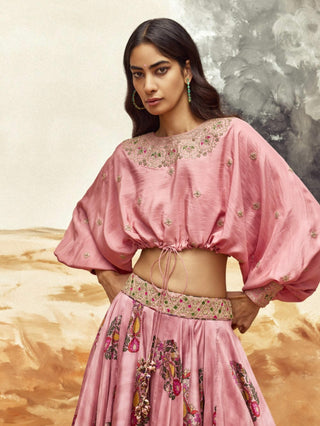 Kumari Dusky Pink Top And Skirt by Punit Balana available on Indiaspopup.com