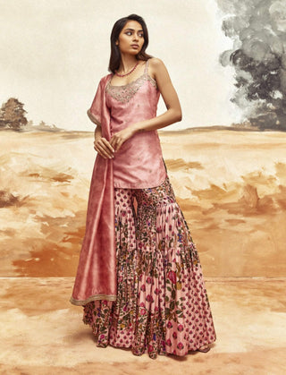 Dusky Pink Noor Gharara Set by Punit Balana available on Indiaspopup.com
