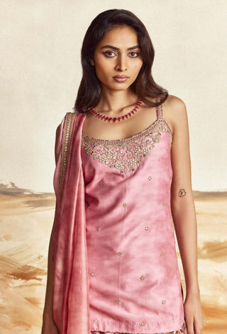 Dusky Pink Noor Gharara Set by Punit Balana available on Indiaspopup.com