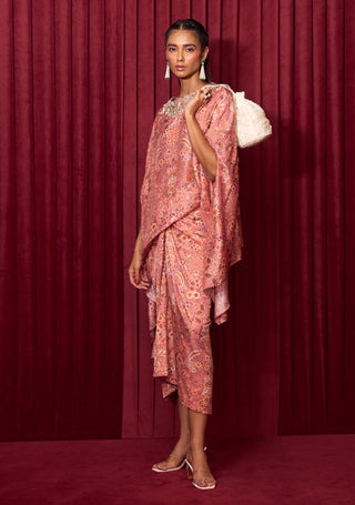 Dusky Pink Serenade Cape And Skirt by Ridhi Mehra available on Indiaspopup.com