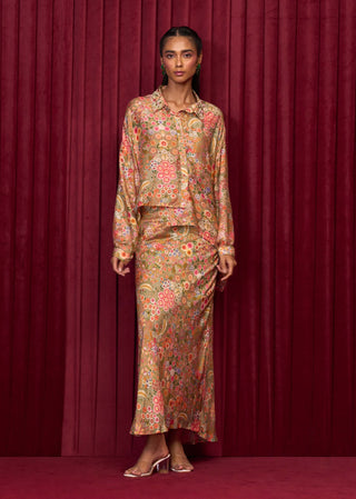 Olive Green Shirt And Skirt by Ridhi Mehra available on Indiaspopup.com