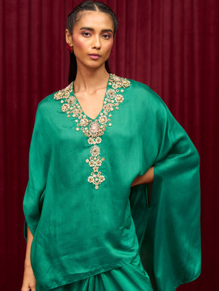 Bottle Green Solid Cape And Skirt by Ridhi Mehra available on Indiaspopup.com