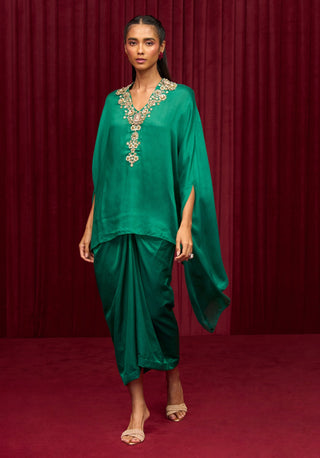 Bottle Green Solid Cape And Skirt by Ridhi Mehra available on Indiaspopup.com