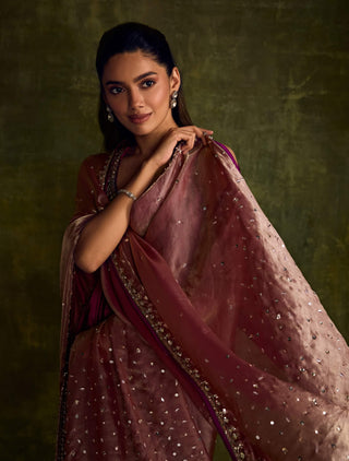 Mulberry Velvet High Slit Kurta Set by Sanya Gulati available on Indiaspopup