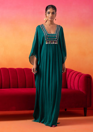 Seema Thukral-Emerald Green Kaftan-INDIASPOPUP.COM