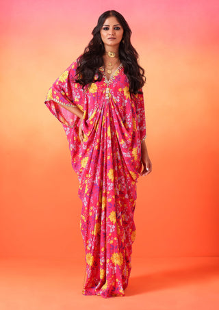 Seema Thukral-Fuscia Pink Printed Kaftan-INDIASPOPUP.COM