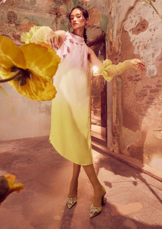 Ombre Crepe Shift Dress by Shriya Som available on Indiaspopup.com